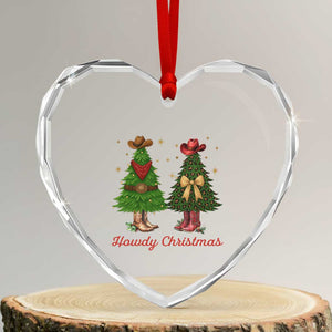 Howdy Christmas Heart Crystal Glass Ornament Cowboy Western Country Xmas TS14 Transparent Glass 3'' Heart Print Your Wear