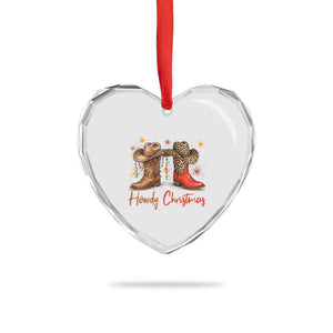 Howdy Christmas Heart Crystal Glass Ornament Western Cowboy Boots Country TS14 Print Your Wear