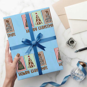 Howdy Christmas Wrapping Paper Roll Funny Western Xmas Tree Rodeo Fan Gift TS12 Light Blue Print Your Wear