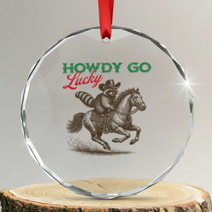 Howdy Go Lucky Crystal Glass Ornament Cowboy Raccoon St Patrick's Day TS14 Transparent Glass 3'' Circle Print Your Wear