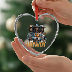 Howdy Melanin Cowgirl Heart Crystal Glass Ornament Retro Western Rodeo African American Women Black History TS02 Print Your Wear