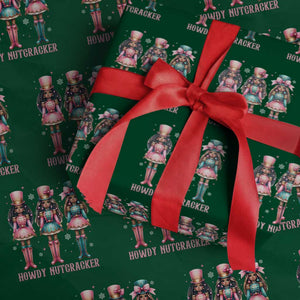 Howdy Nutcracker Cowgirl Christmas Western Country Wrapping Paper Roll TS14 Green Print Your Wear