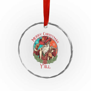 Howdy Santa Merry Christmas Y'all Crystal Glass Ornament Funny Western Holiday Gift TS12 Print Your Wear