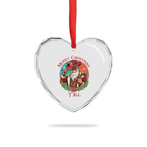 Howdy Santa Merry Christmas Y'all Heart Crystal Glass Ornament Funny Western Holiday Gift TS12 Print Your Wear