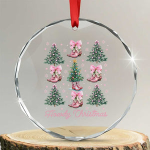 Howdy Xmas Crystal Glass Ornament Coquette Christmas Tree Cowgirl TS09 Transparent Glass 3'' Circle Print Your Wear