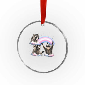 Howling Raccoon LGBTQ Pride Crystal Glass Ornament Rainbow Trash Panda Support