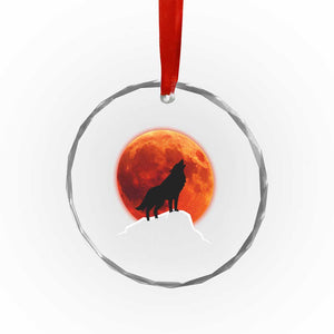 Howling Wolf Crimson Blood Moon Crystal Glass Ornament Mountain Wildlife Nature Graphic TS02 Print Your Wear