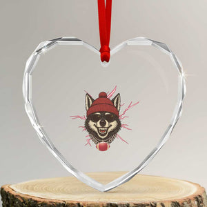 Howling Wolf Spirit For The Midwest Football Fan Heart Crystal Glass Ornament TS12 Transparent Glass 3'' Heart Print Your Wear