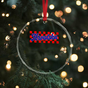 Hrvatska Crystal Glass Ornament Checkered Retro Croatia Zagreb Croatian