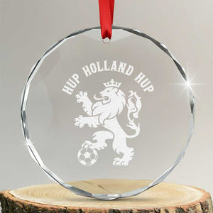 Hup Holland Hup Netherlands Crowned Lion Rampant Playing Football Graphic Crystal Glass Ornament Nederlands Coat of Arms Inspo Dutch Soccer Fans