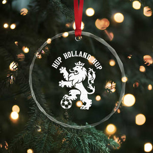 Hup Holland Hup Netherlands Crowned Lion Rampant Playing Football Graphic Crystal Glass Ornament Nederlands Coat of Arms Inspo Dutch Soccer Fans