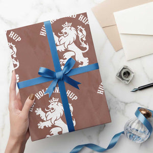 Hup Holland Hup Netherlands Crowned Lion Rampant Playing Football Graphic Wrapping Paper Roll Nederlands Coat of Arms Inspo Dutch Soccer Fans