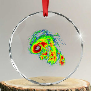 Hurricane Helene Crystal Glass Ornament Meteorologist Weather Radar Image Storm Chasing TS11 Transparent Glass 3'' Circle Print Your Wear