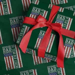 Husband Dad Grandpa 50 Year Old Legend Wrapping Paper Roll American Flag Birthday Gift