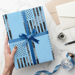 Husband Daddy Welder Hero Wrapping Paper Roll Patriotic Welding American Flag Graphic TS12 Light Blue Print Your Wear