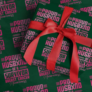 Husband Of A Warrior Breast Cancer Awareness Wrapping Paper Roll Wife Support Squad TS10 Green Print Your Wear