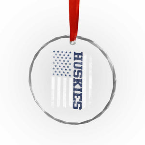 Husky Lover Sports Varsity Aesthetic Letters Vintage American Flag Crystal Glass Ornament TS11 Print Your Wear