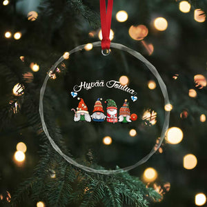 Hyvaa Joulua Crystal Glass Ornament Finland Christmas Gnome Korsnäs Sweater TS11 Print Your Wear