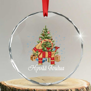 Hyvaa joulua Crystal Glass Ornament Finland Xmas Yulegoat Xmas Tree Himmeli TS11 Transparent Glass 3'' Circle Print Your Wear