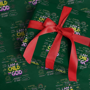 I Am A Child Of God Wrapping Paper Roll Retro Christian Jesus Faith TS02 Green Print Your Wear