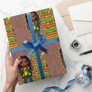 I Am Black Child Wrapping Paper Roll Locd Boy African American Pride Black History Month TS02 Mocha Print Your Wear