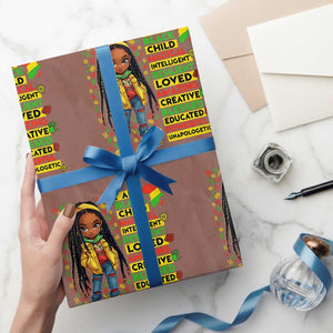 I Am Black Child Wrapping Paper Roll Locd Girl African American Pride Black History Month TS02 Mocha Print Your Wear