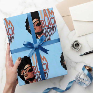 I Am Black History Wrapping Paper Roll African American Pride TS14 Light Blue Print Your Wear