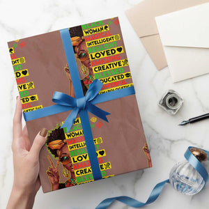 I Am Black Man Wrapping Paper Roll Afro African American Pride Black History Month TS02 Mocha Print Your Wear