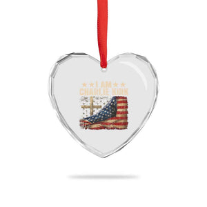 I Am Charlie Kirk Heart Crystal Glass Ornament Freedom Vintage American Flag TS11 Print Your Wear