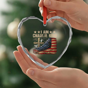 I Am Charlie Kirk Heart Crystal Glass Ornament Freedom Vintage American Flag TS11 Print Your Wear