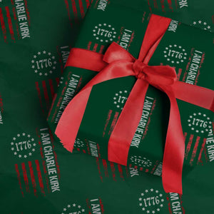 I Am Charlie Kirk Wrapping Paper Roll Freedom Vintage Old American Flag Patriotic 1776 TS10 Green Print Your Wear