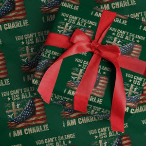 I Am Charlie Kirk Wrapping Paper Roll You Cant Silence Us All Vintage American Flag TS11 Green Print Your Wear