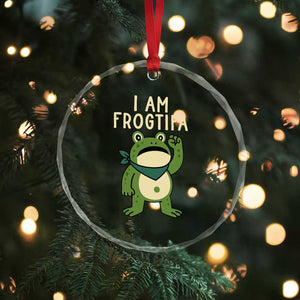 I Am Frogtifa Crystal Glass Ornament Frog Resist Antifascist with Raised Fist Bandana TS02 Print Your Wear