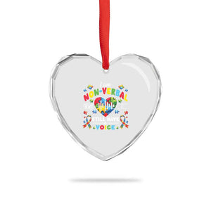 I Am Non Verbal But I Still Have A Voice Autism Awareness Heart Crystal Glass Ornament Heart Puzzle TS11 Print Your Wear