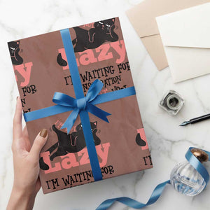 I Am Not Lazy I Am Waiting For Inspiration To Hit You Wrapping Paper Roll Black Lazy Cat TS12 Mocha Print Your Wear