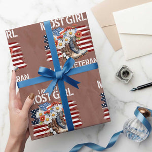 I Am Not Most Girl I Am A Veteran Wrapping Paper Roll Female Veteran Combat Boots TS11 Mocha Print Your Wear