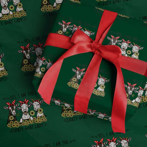 I Am The Crazy Goat Lady Wrapping Paper Roll Goat Lady Gift TS12 Green Print Your Wear