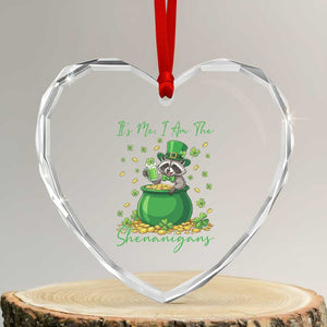 I Am The Shenanigans Heart Crystal Glass Ornament Funny Irish Raccoon TS12 Transparent Glass 3'' Heart Print Your Wear