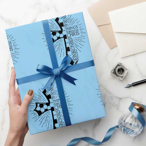 I Can Do All Things Through Christ Wrapping Paper Roll Christian Soccer Cross Gift TS12 Light Blue Print Your Wear