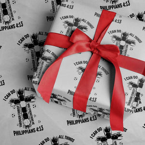 I Can Do All Things Through Christ Wrapping Paper Roll Christian Soccer Faith TS12 White Print Your Wear