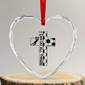 I Can Do All Things Through Soccer Christian Faith Gift Heart Crystal Glass Ornament TS12 Transparent Glass 3'' Heart Print Your Wear