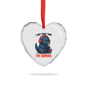 I Cant Adult Now Im Gaming Heart Crystal Glass Ornament Funny Monster Playing Video Game TS12 Print Your Wear