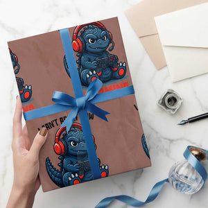 I Cant Adult Now Im Gaming Wrapping Paper Roll Funny Monster Playing Video Game TS12 Mocha Print Your Wear