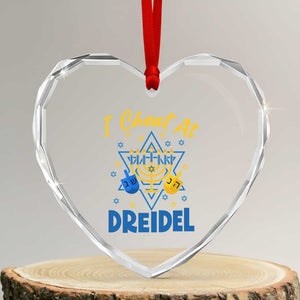 I Cheat At Dreidel Heart Crystal Glass Ornament Funny Hanukkah Jewish Gift TS12 Transparent Glass 3'' Heart Print Your Wear