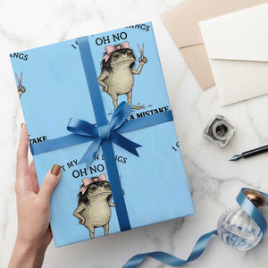 I Cut My Own Bangs Wrapping Paper Roll Funny Frog Meme TS14 Light Blue Print Your Wear