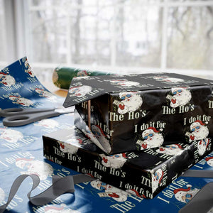 I Do It For The Hos Wrapping Paper Roll Rude Offensive Christmas Santa Face Retro Bootleg TS10 Black Print Your Wear
