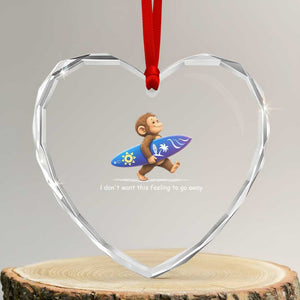 I Dont Want This Feeling To Go Away Heart Crystal Glass Ornament Vintage Surf Monkey Nostalgic Summer Beach Vacation TS10 Transparent Glass 3'' Heart Print Your Wear