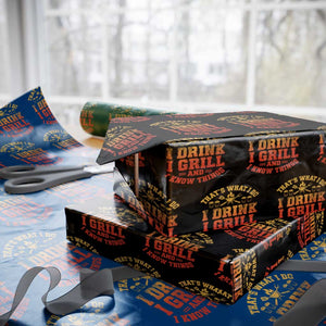 I Drink I Grill Wrapping Paper Roll Funny Bbq Grilling Barbecue Beer Lovers TS10 Black Print Your Wear