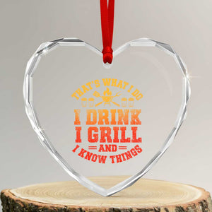 I Drink I Grill Heart Crystal Glass Ornament Funny Bbq Grilling Barbecue Beer Lovers TS10 Transparent Glass 3'' Heart Print Your Wear