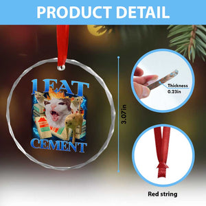 I Eat Cement Cursed Cat Crystal Glass Ornament Funny Cat Meme Ironic TS10 Print Your Wear